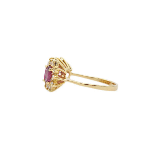 Bague Bague en or jaune 18 ct avec rubis et diamants 58 Facettes 16907