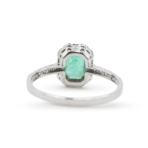 Bague 57 Bague en or blanc 18 ct avec émeraude 0,98 ct et diamants 58 Facettes 17923