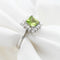 Bague 54 Bague en or blanc 14 carats avec péridot et diamants 58 Facettes 17974