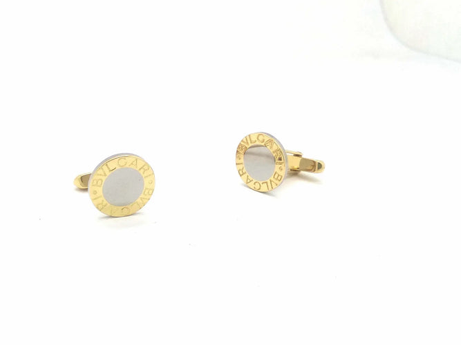 Boutons de manchette Bulgari - Boutons de manchette en or jaune 18 ct et acier 17 mm 58 Facettes 20996