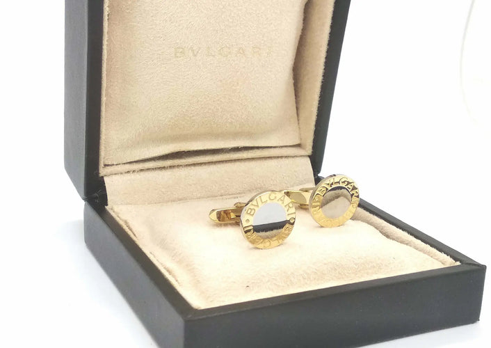 Boutons de manchette Bulgari - Boutons de manchette en or jaune 18 ct et acier 17 mm 58 Facettes 20996