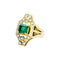 Bague 55 Bague géométrique en or jaune 750 avec émeraude et diamants 58 Facettes 35220