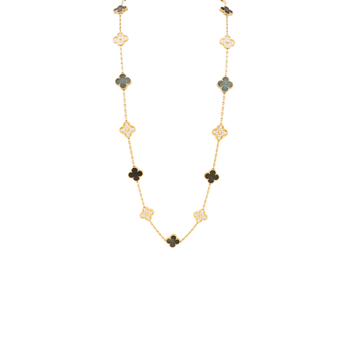 Collier Van Cleef & Arpels Vintage Alhambra - Sautoir en or rose nacre et diamants 58 Facettes 35305