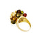 Bague 59 Pompon - Bague vintage en or jaune 750 et verre multicolore 58 Facettes 35188