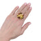Bague 59 Pompon - Bague vintage en or jaune 750 et verre multicolore 58 Facettes 35188