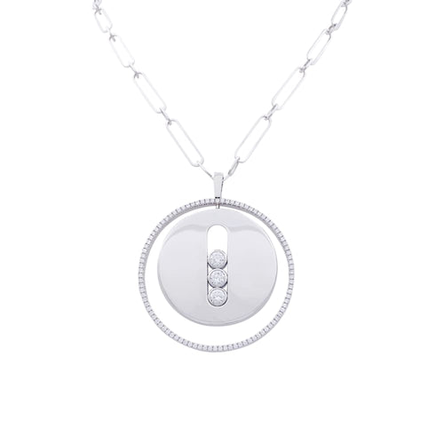 Collier Messika Move Lucky - Sautoir en or blanc et diamants 58 Facettes 33236