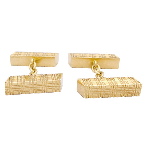 Boutons de manchette Hermès - Boutons de manchette en or jaune 750 guilloché 58 Facettes 33317