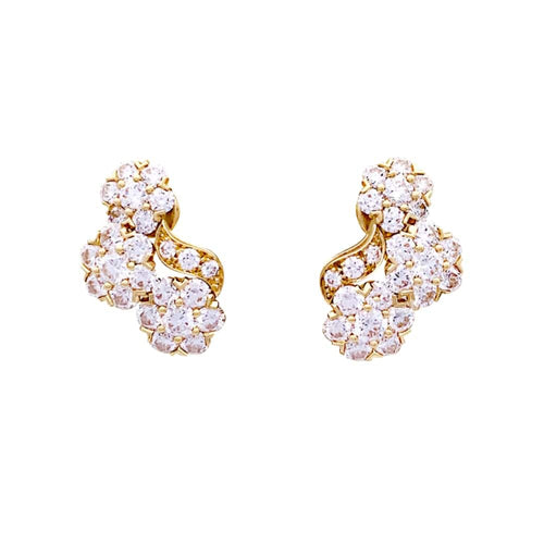 Boucles d'oreilles Van Cleef & Arpels Snowflake - Boucles d’oreilles en or jaune et diamants 58 Facettes 33554