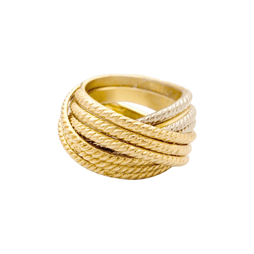Bague 49 Bague multi-joncs torsadés en trois ors 750 58 Facettes 34691