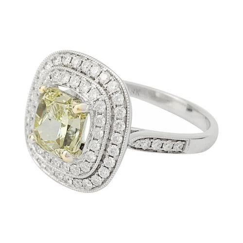 Bague 55 Bague en or blanc 750 sertie de diamants et diamant jaune 2 ct 58 Facettes 31972