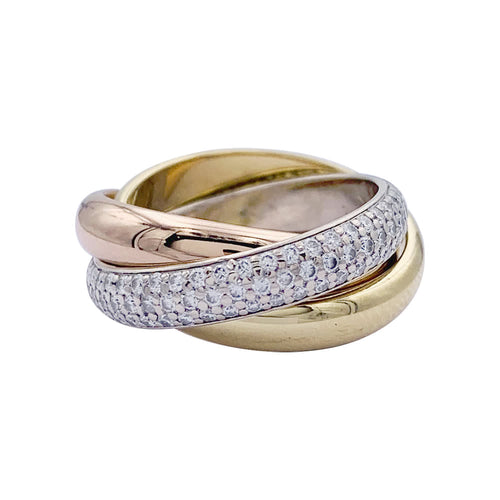 Bague 48 Cartier Trinity - Bague classique en trois ors et diamants 58 Facettes 32387