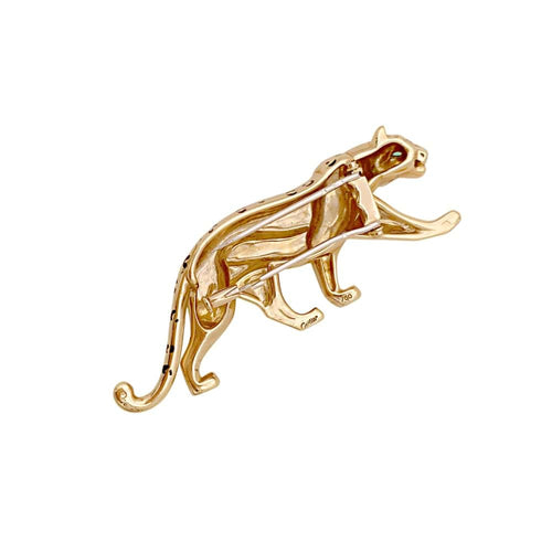 Broche Broche Cartier, "Panthère", or jaune, émail, émeraudes. 58 Facettes 34989
