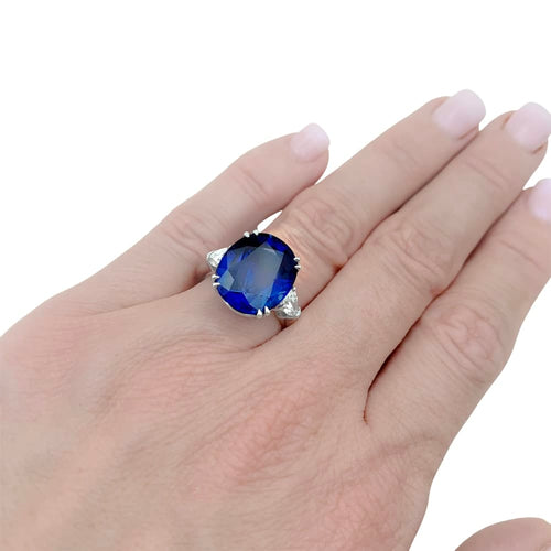 Bague 52 Harry Winston - Bague en platine sertie d’un saphir et diamants 58 Facettes 35065