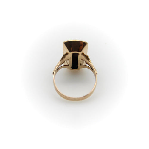 Bague Époque victorienne - Bague en or 14k à agate rubanée sculptée 58 Facettes