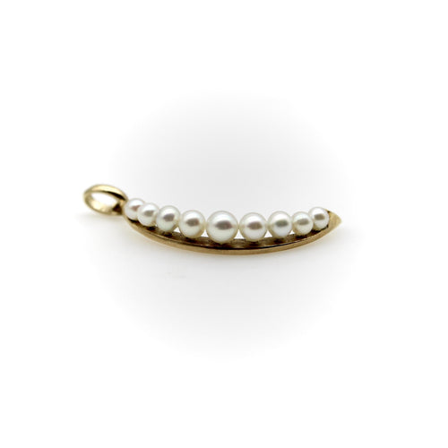 Pendentif Pendentif croissant de lune Mid-Century Modern en or 14k et perles 58 Facettes A2006U