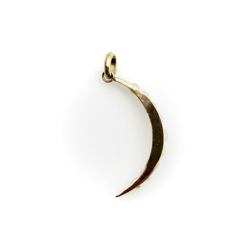 Pendentif Pendentif croissant de lune Mid-Century Modern en or 14k et perles 58 Facettes A2006U
