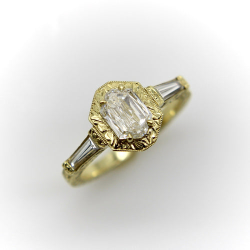 Bague Bague hexagonale en or jaune 18k avec diamants 58 Facettes