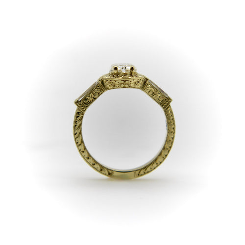 Bague Bague hexagonale en or jaune 18k avec diamants 58 Facettes