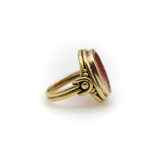 Bague Bague victorienne - Intaille en cornaline Jules César en or 18k 58 Facettes