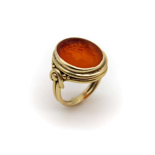 Bague Bague victorienne - Intaille en cornaline Jules César en or 18k 58 Facettes