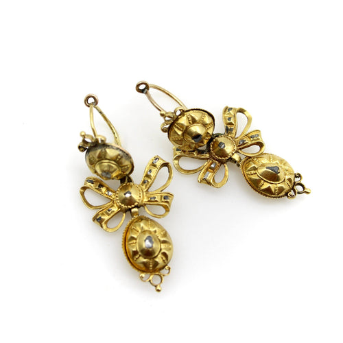Boucles d'oreilles Boucles d’oreilles pendeloque ibériques géorgiennes en or 21K et diamants 58 Facettes
