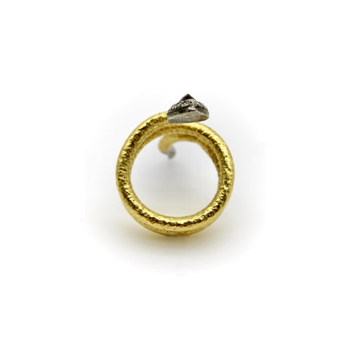 Bague 57 Bague serpent vintage en or 22k, argent, rubis et diamants 58 Facettes A2005J