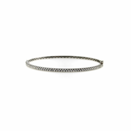 Bracelet Bracelet jonc contemporain en or blanc 18k et diamants 58 Facettes A2005B