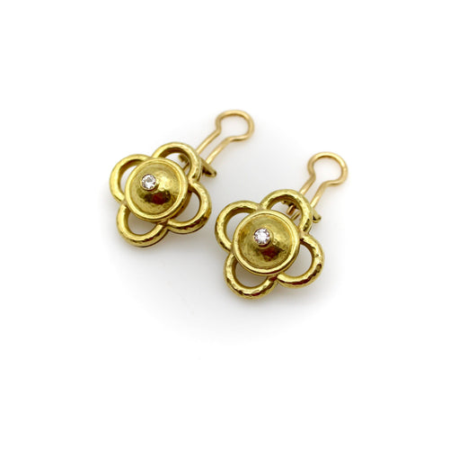 Boucles d'oreilles Elizabeth Locke - Boucles d’oreilles trèfle en or 18k et diamants 58 Facettes