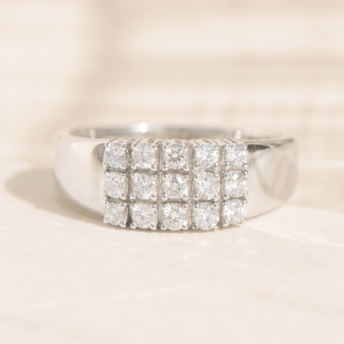 Bague 57 Bague en or blanc 14K avec 15 diamants 58 Facettes 3230-11
