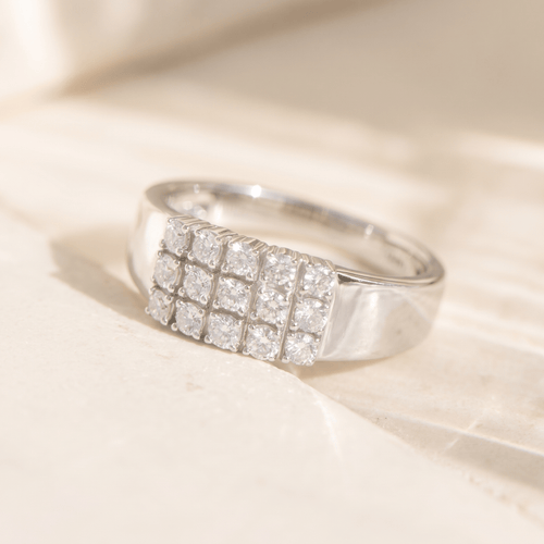 Bague 57 Bague en or blanc 14K avec 15 diamants 58 Facettes 3230-11