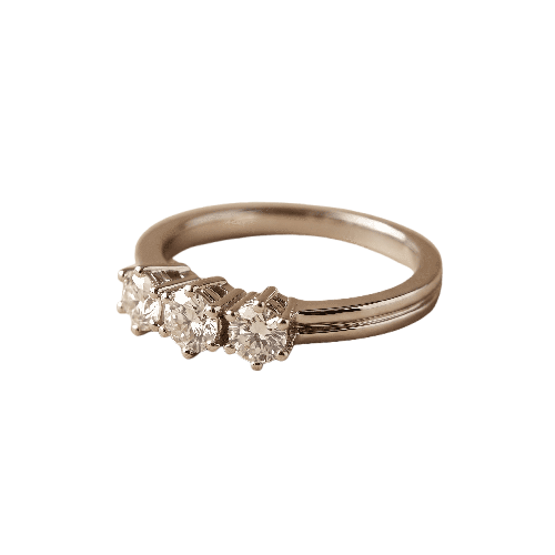 Vintage-Trilogie-Ring aus 14K Weißgold und Diamanten 