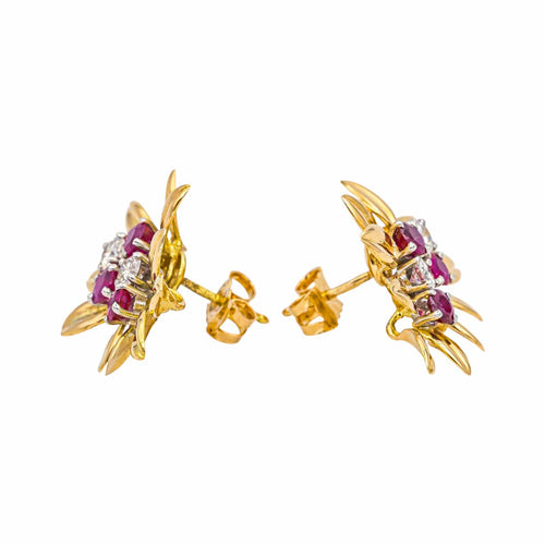 Boucles d'oreilles Boucles d'oreilles Or jaune Diamant, Rubis 58 Facettes 4973878CN