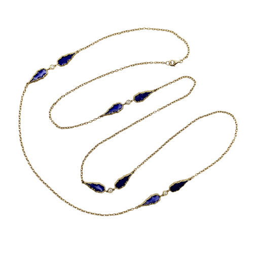 Collier Signature - Collier chaîne à stations gothiques en or 14K, diamants et émail 58 Facettes
