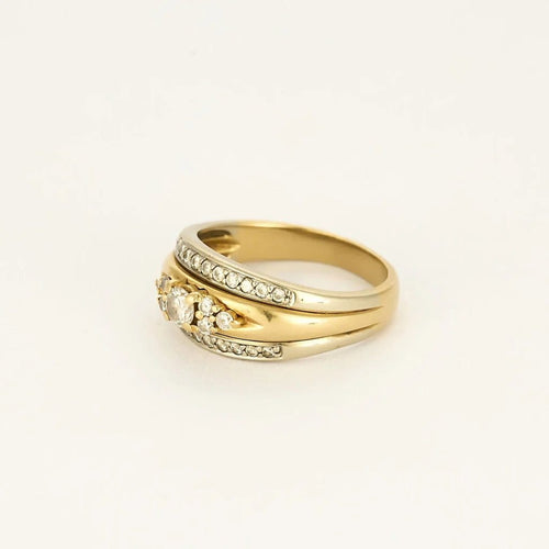 Bague 56 Bague jonc deux ors en or 18K et diamants 58 Facettes CHAL0749X3