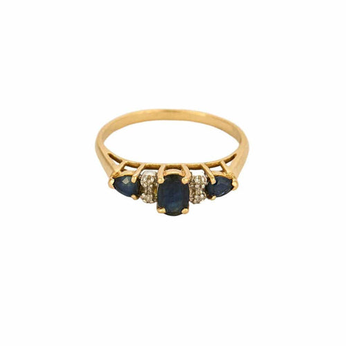 Bague 56 Bague ancienne en or jaune 18K, saphir 0,30 ct et diamants 58 Facettes BEA3298