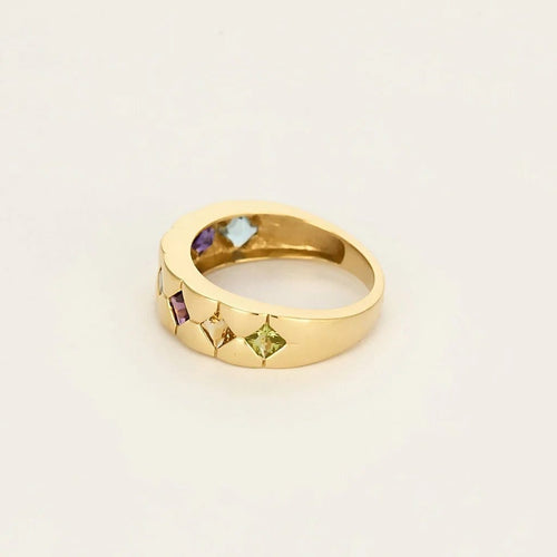 Bague 52.5 Bague jonc matelassée Tutti Frutti en or jaune 18K et quartz 58 Facettes LAV1909
