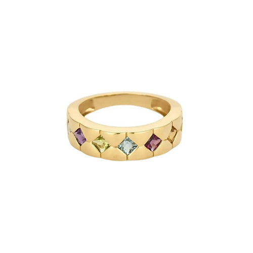 Bague 52.5 Bague jonc matelassée Tutti Frutti en or jaune 18K et quartz 58 Facettes LAV1909