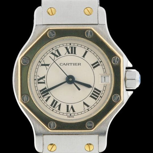 Montre Cartier Santos - Montre femme ronde Octagon en or jaune et acier 58 Facettes MT45170