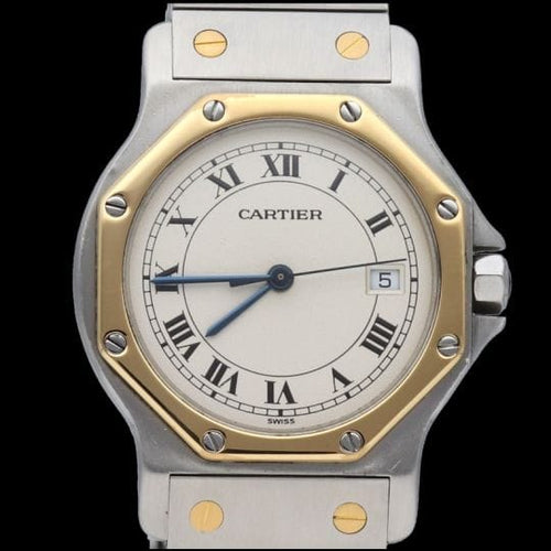 Montre Cartier Santos - Montre ronde octogonale en or jaune et acier 58 Facettes MT45173