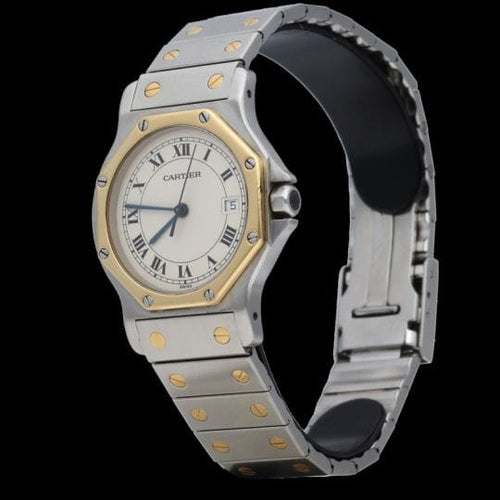 Montre Cartier Santos - Montre ronde octogonale en or jaune et acier 58 Facettes MT45173
