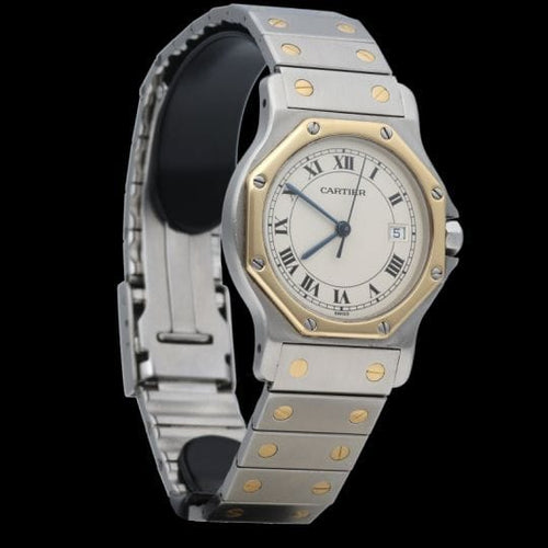 Montre Cartier Santos - Montre ronde octogonale en or jaune et acier 58 Facettes MT45173