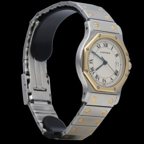 Montre Cartier Santos - Montre ronde octogonale en or jaune et acier 58 Facettes MT45173