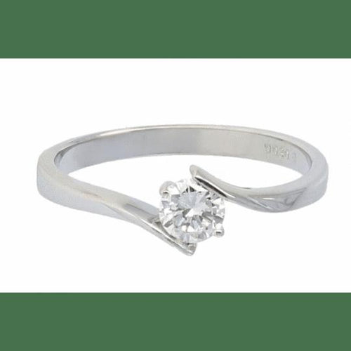Bague 52 Bague en or blanc 18K avec diamant naturel 0,4 ct 58 Facettes 4041