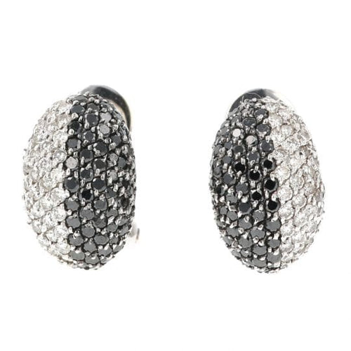 Boucles d'oreilles Boucles d’oreilles en or blanc 18K et diamants noirs et blancs 58 Facettes 4166