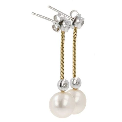 Boucles d'oreilles Boucles d’oreilles perles de culture en or jaune 18K et diamants 58 Facettes 4160