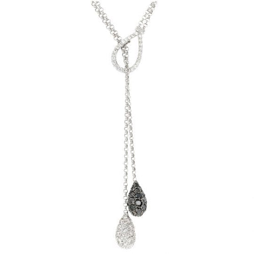 Collier Collier en or blanc 18K avec diamants blancs et noirs 58 Facettes 4152