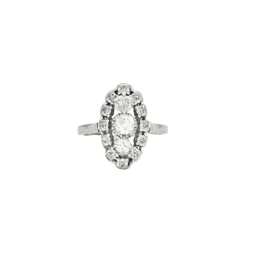 Bague 54 Bague marquise en or gris et diamants 58 Facettes 230256
