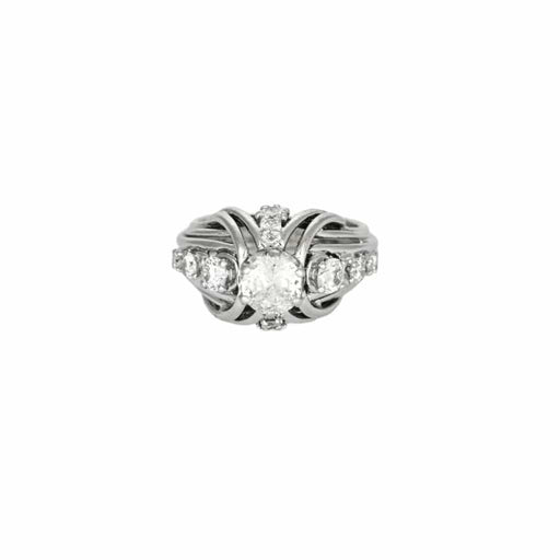 Bague 46 Bague dôme en or blanc 18 carats et diamants 58 Facettes 250016