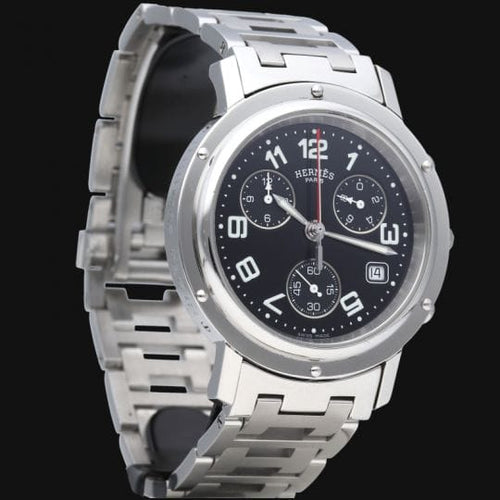 Montre Hermès Clipper - Montre chronographe automatique homme en acier 58 Facettes MT44631