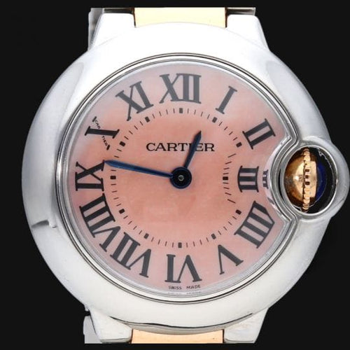 Montre Cartier Ballon Bleu - Montre femme quartz 28 mm or rose et acier 58 Facettes MT42721